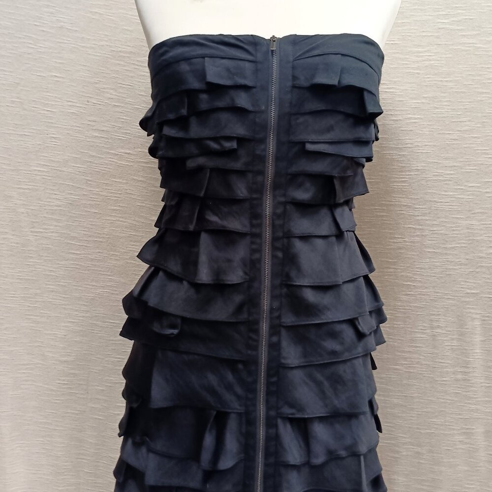 BCBG MazAzria Black Tiered Coctail Dress with Zipper front - Size 8